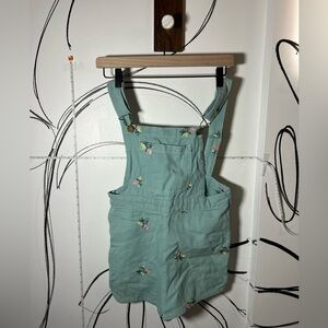 NEW Cider Floral Embroidered Light Green Romper Shorts w/Pockets Women’s Medium
